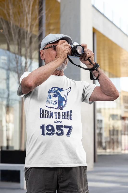 1957, Born to Ride Since 1957 Herren T-Shirt Weiß Geburtstagsgeschenk 00494