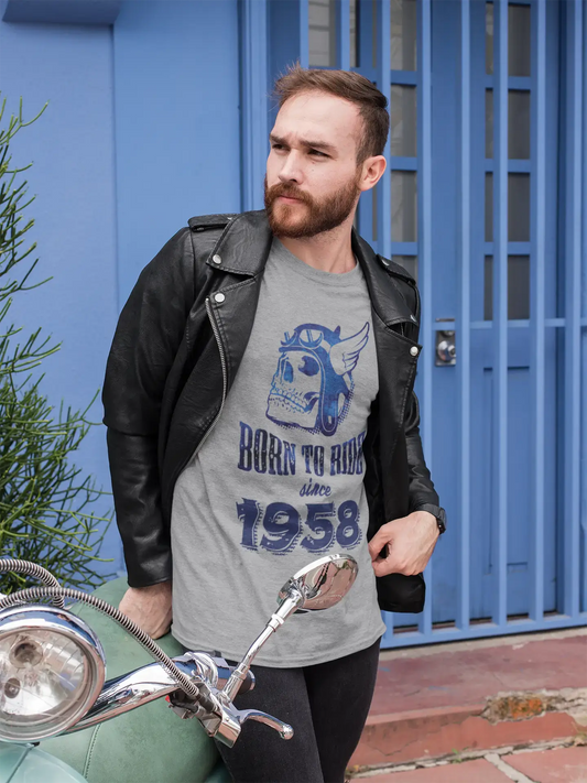 1958, Born to Ride Since 1958 Herren T-Shirt Grau Geburtstagsgeschenk 00495