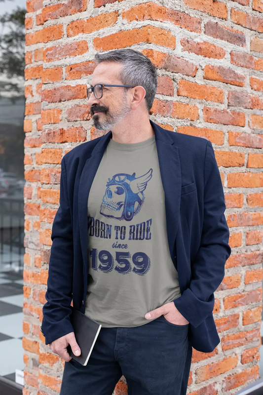 1959, Born to Ride Since 1959 Herren T-Shirt Grau Geburtstagsgeschenk 00495