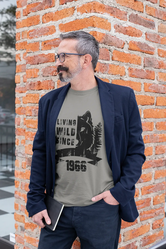 1966, Living Wild Since 1966 Men's T-shirt Grey Birthday Gift 00500