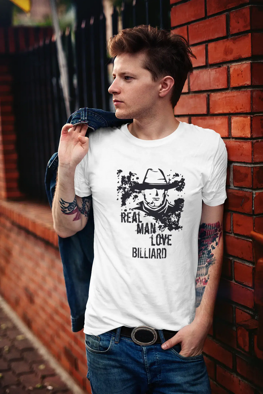 Billard, Real Men Love Billiard Herren T-Shirt Weiß Geburtstagsgeschenk 00539