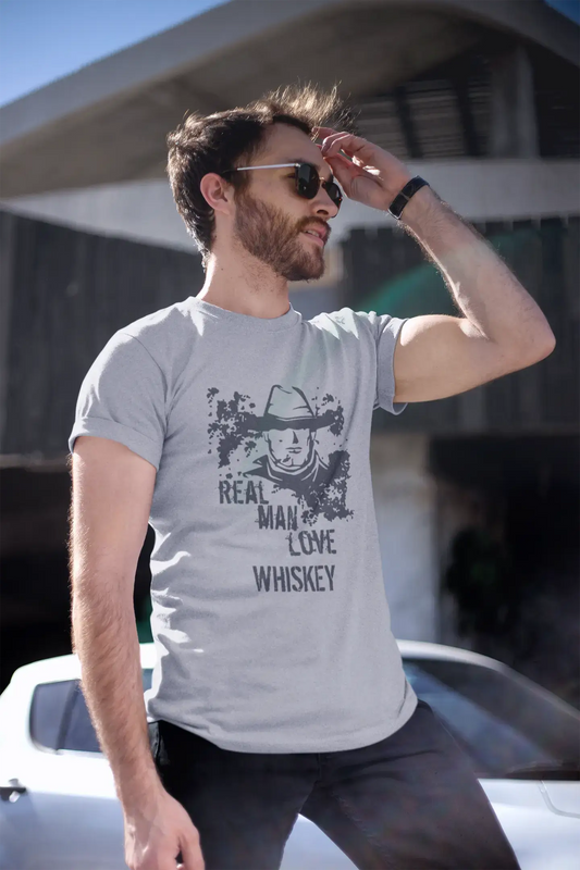 Whiskey, Real Men Love Whiskey Herren T-Shirt Grau Geburtstagsgeschenk 00540