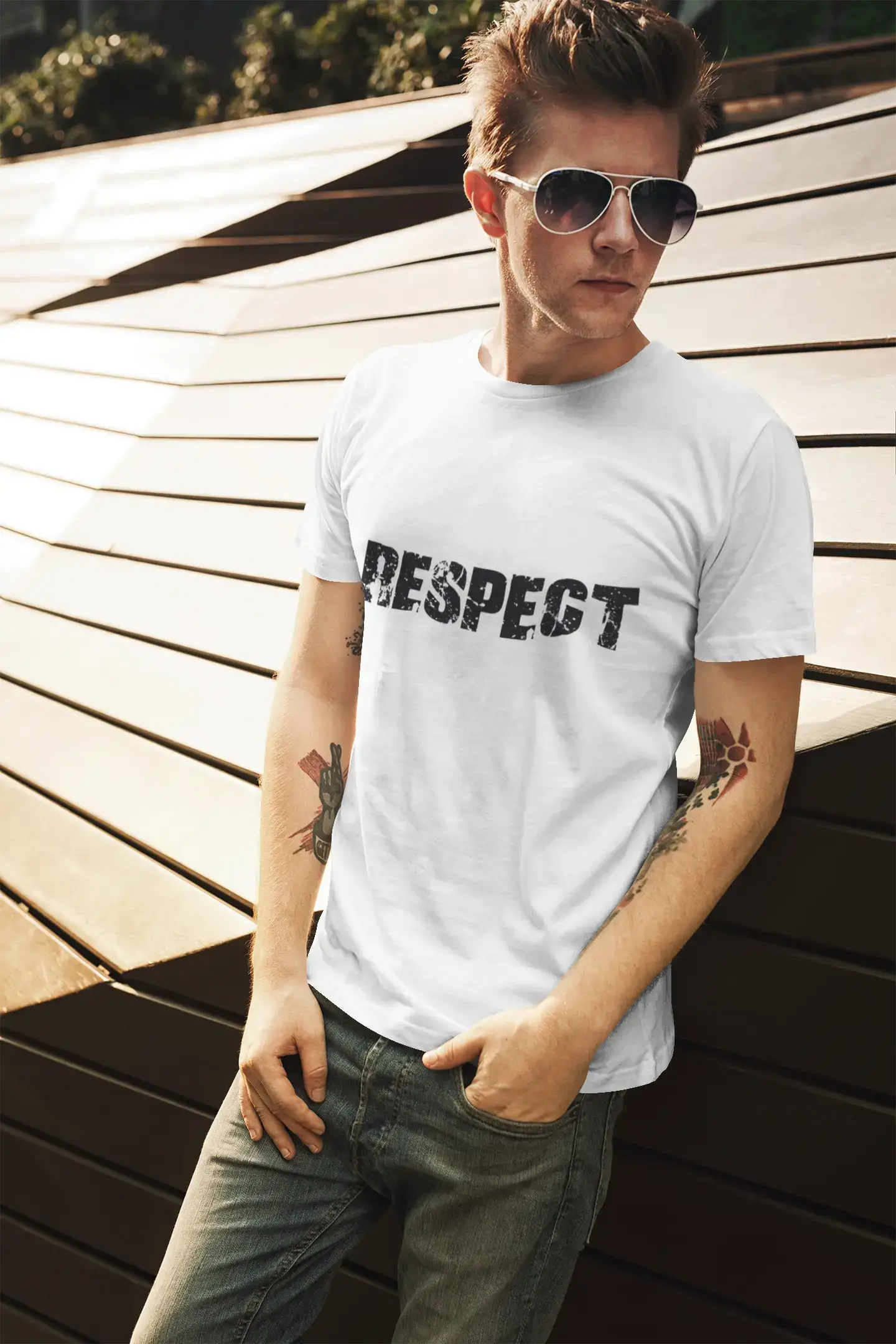 Herren-T-Shirt mit grafischem Aufdruck Vintage Tee Respect