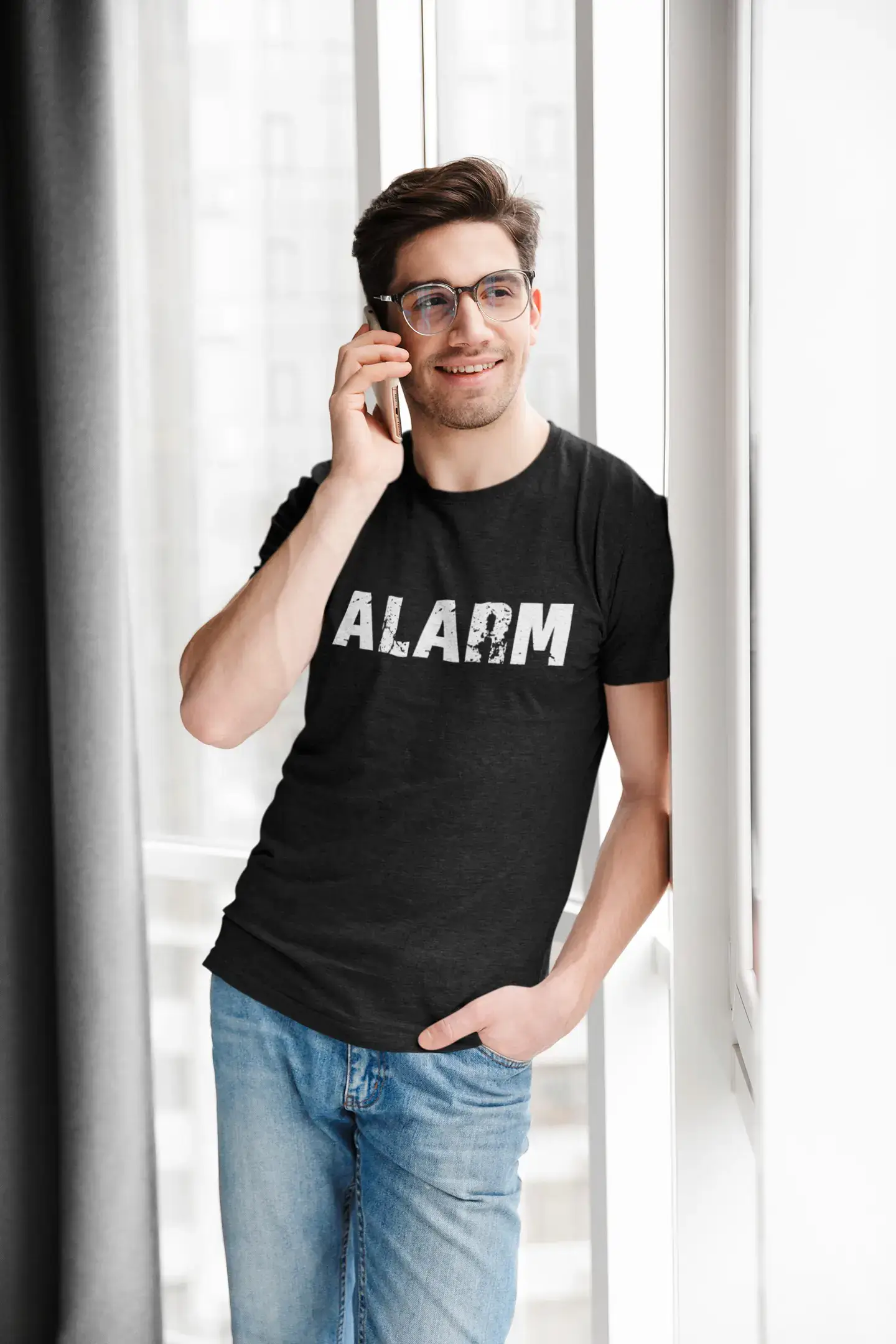 alarm Herren Retro T-Shirt Schwarz Geburtstagsgeschenk 00553