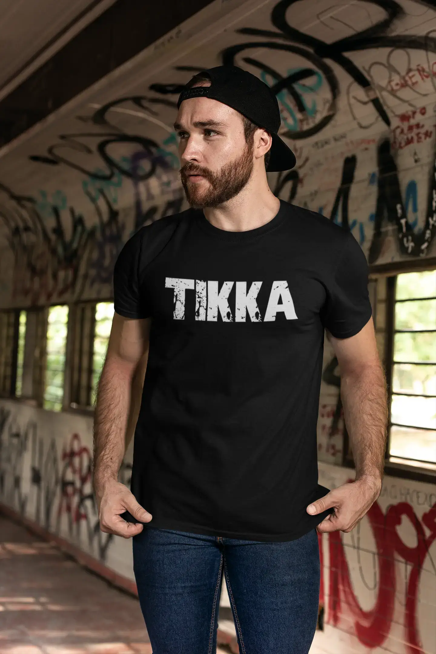 Tikka Herren Retro T-Shirt Schwarz Geburtstagsgeschenk 00553