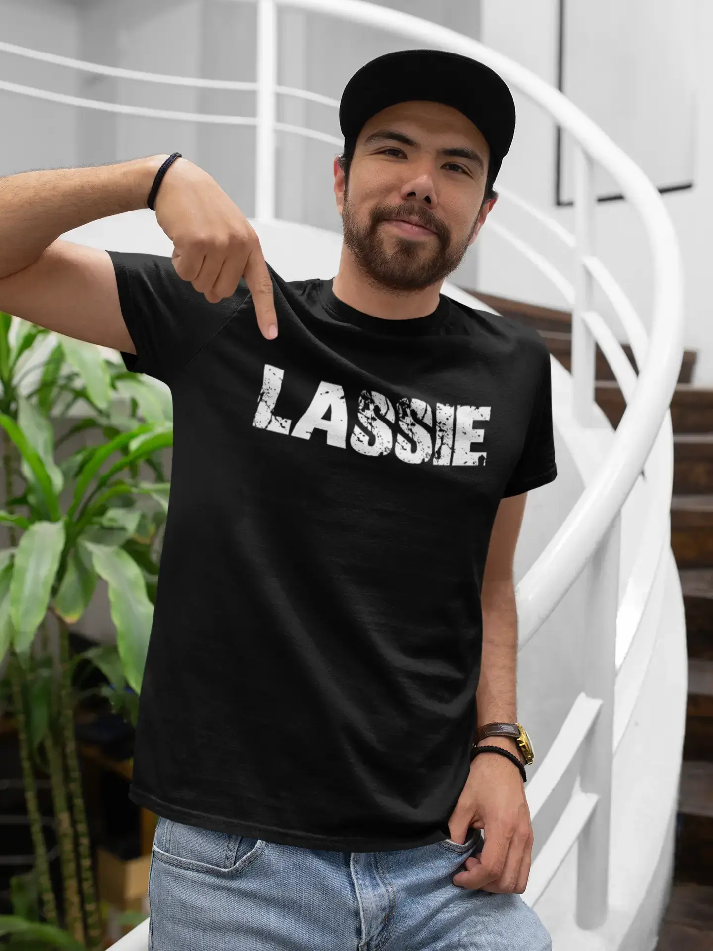 Lassie Herren Vintage T-Shirt Schwarz Geburtstagsgeschenk 00554