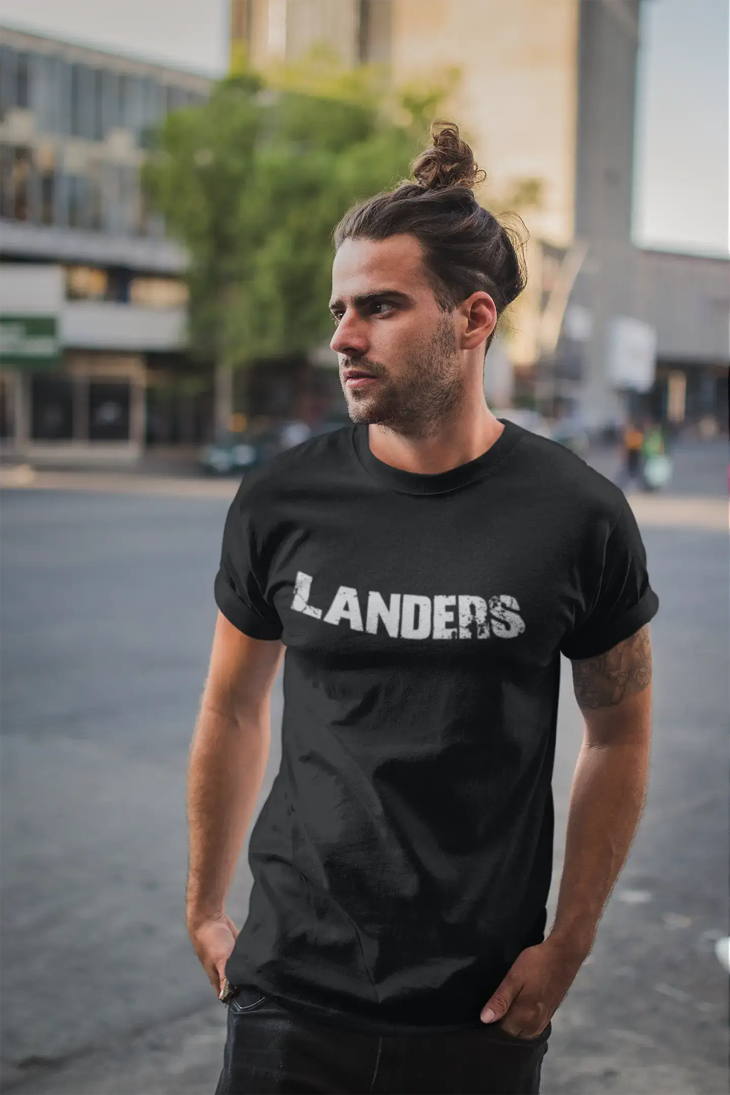 landers Men's T shirt Black Birthday Gift 00555