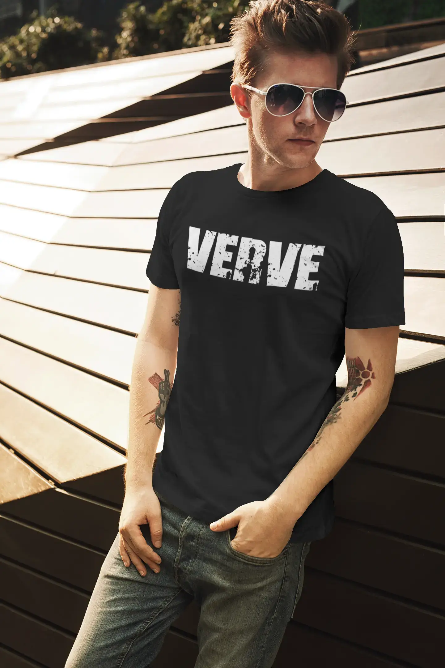 Herren T-Shirt Vintage T-Shirt Verve X-Small Schwarz 00558