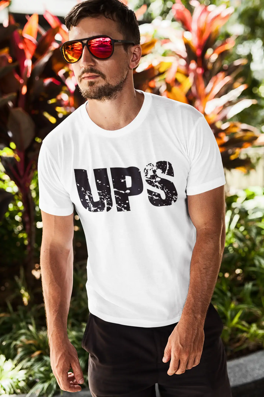 Herren T-Shirt Vintage T-Shirt Ups X-Small Weiß 00559