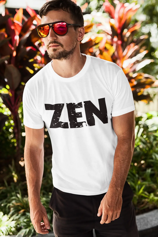 Herren T-Shirt Vintage T-Shirt Zen X-Small Weiß 00559