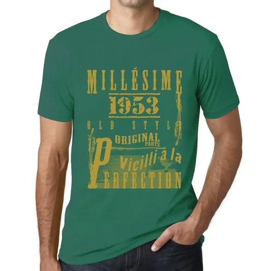 Men's Graphic T-Shirt Vintage Aged to Perfection 1953 – Millésime Vieilli à la Perfection 1953 – 71st Birthday Anniversary 71 Year Old Gift 1953 Vintage Eco-Friendly Short Sleeve Novelty Tee