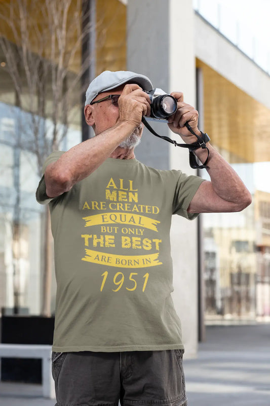 Homme Tee Vintage T Shirt Born in 1951 Kaki