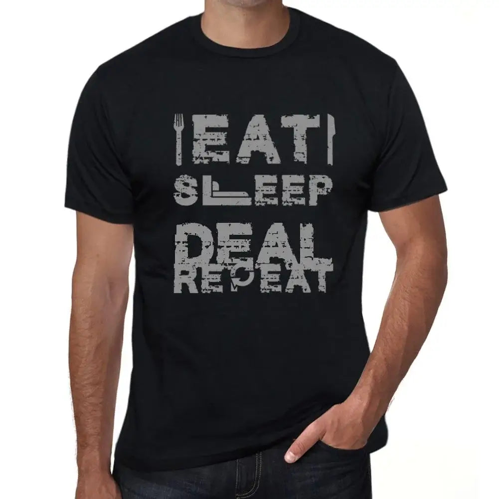 Men's Graphic T-Shirt Eat Sleep Deal Repeat Eco-Friendly Limited Edition Short Sleeve Tee-Shirt Vintage Birthday Gift Novelty