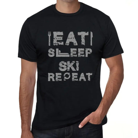 Men's Graphic T-Shirt Eat Sleep Ski Repeat Eco-Friendly Limited Edition Short Sleeve Tee-Shirt Vintage Birthday Gift Novelty