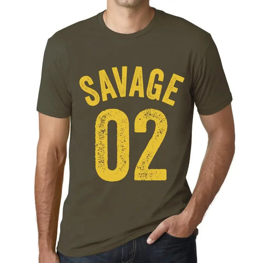 Men's Graphic T-Shirt Savage 02 2nd Birthday Anniversary 2 Year Old Gift 2022 Vintage Eco-Friendly Short Sleeve Novelty Tee
