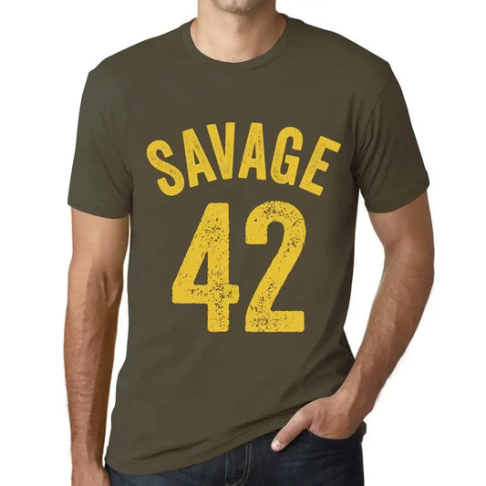 Men's Graphic T-Shirt Savage 42 42nd Birthday Anniversary 42 Year Old Gift 1982 Vintage Eco-Friendly Short Sleeve Novelty Tee
