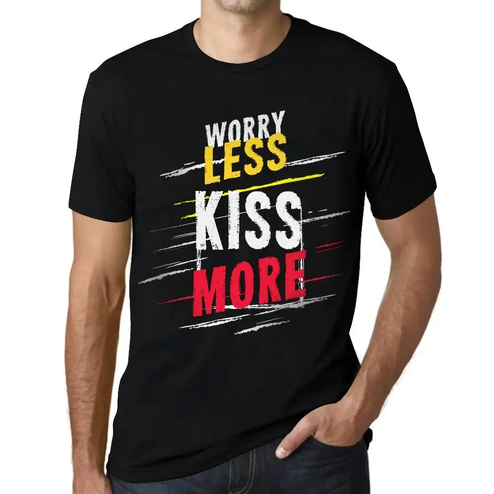Men's Graphic T-Shirt Worry Less Kiss More Eco-Friendly Limited Edition Short Sleeve Tee-Shirt Vintage Birthday Gift Novelty