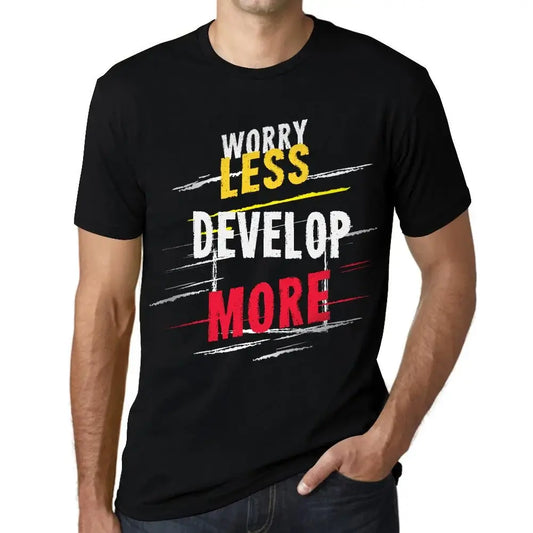 Men's Graphic T-Shirt Worry Less Develop More Eco-Friendly Limited Edition Short Sleeve Tee-Shirt Vintage Birthday Gift Novelty