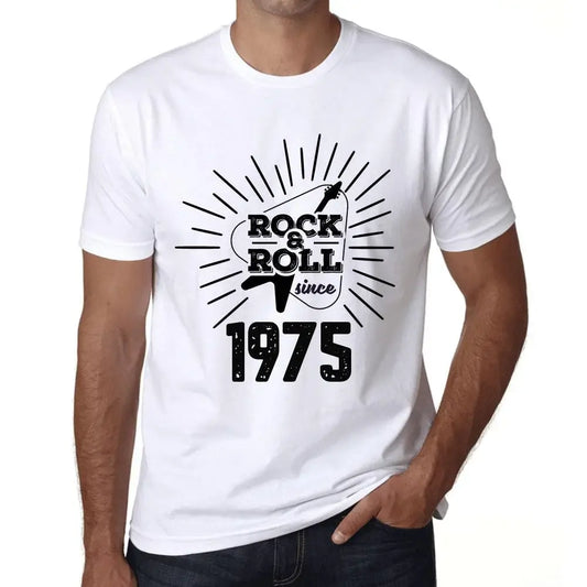 Men's Graphic T-Shirt Guitar and Rock & Roll Since 1975 49th Birthday Anniversary 49 Year Old Gift 1975 Vintage Eco-Friendly Short Sleeve Novelty Tee