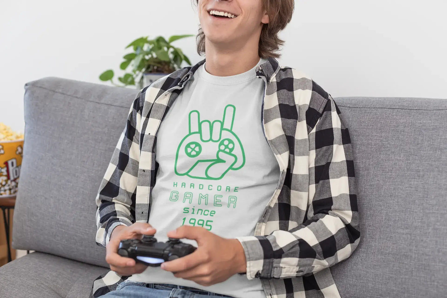 Grafisches Herren-T-Shirt „Hardcore Gamer Since 1995“ in Weiß