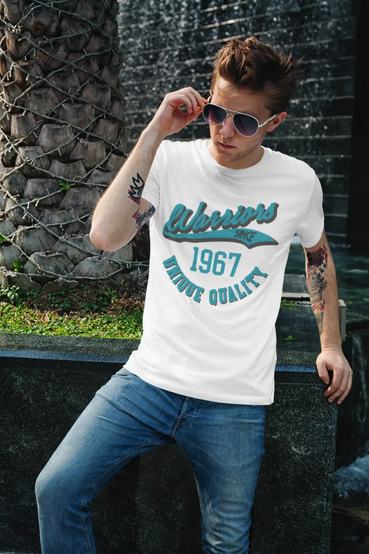 Men's Vintage Tee Shirt Graphic T shirt Warriors Since 1967 White