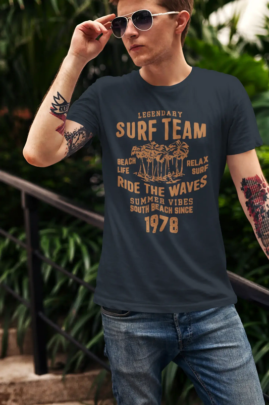 Men's Vintage Tee Shirt Graphic T shirt Surf Team 1978 Navy