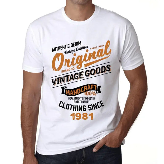 Men's Graphic T-Shirt Original Vintage Clothing Since 1981 43rd Birthday Anniversary 43 Year Old Gift 1981 Vintage Eco-Friendly Short Sleeve Novelty Tee