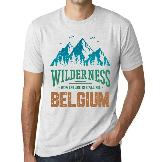 Men's Graphic T-Shirt Wilderness, Adventure Is Calling Belgium Eco-Friendly Limited Edition Short Sleeve Tee-Shirt Vintage Birthday Gift Novelty