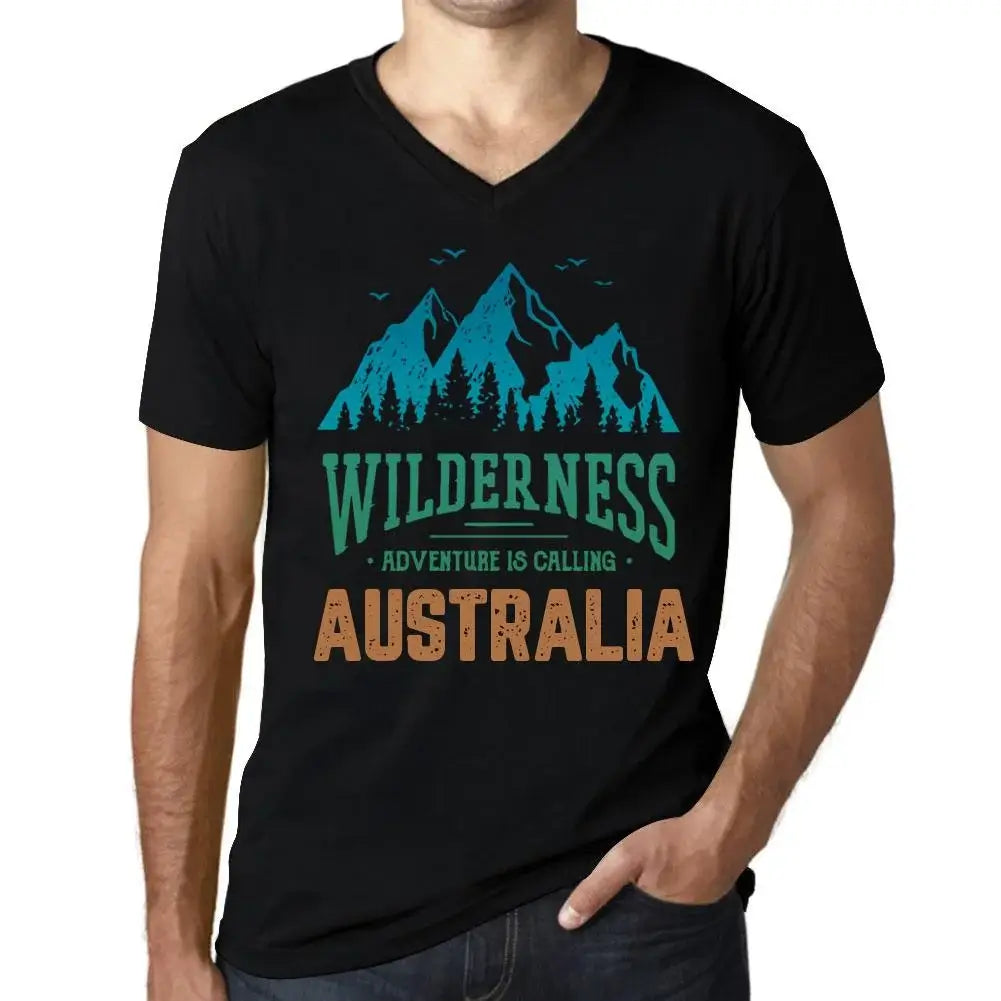 Men's Graphic T-Shirt V Neck Wilderness, Adventure Is Calling Australia Eco-Friendly Limited Edition Short Sleeve Tee-Shirt Vintage Birthday Gift Novelty