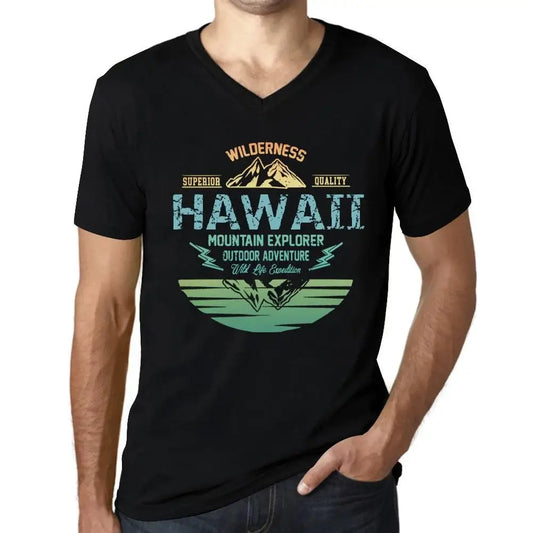 Men's Graphic T-Shirt V Neck Outdoor Adventure, Wilderness, Mountain Explorer Hawaii Eco-Friendly Limited Edition Short Sleeve Tee-Shirt Vintage Birthday Gift Novelty