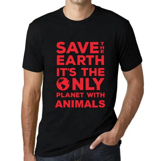 Men's Graphic T-Shirt Save The Earth It’s The Only Planet With Animals Eco-Friendly Limited Edition Short Sleeve Tee-Shirt Vintage Birthday Gift Novelty