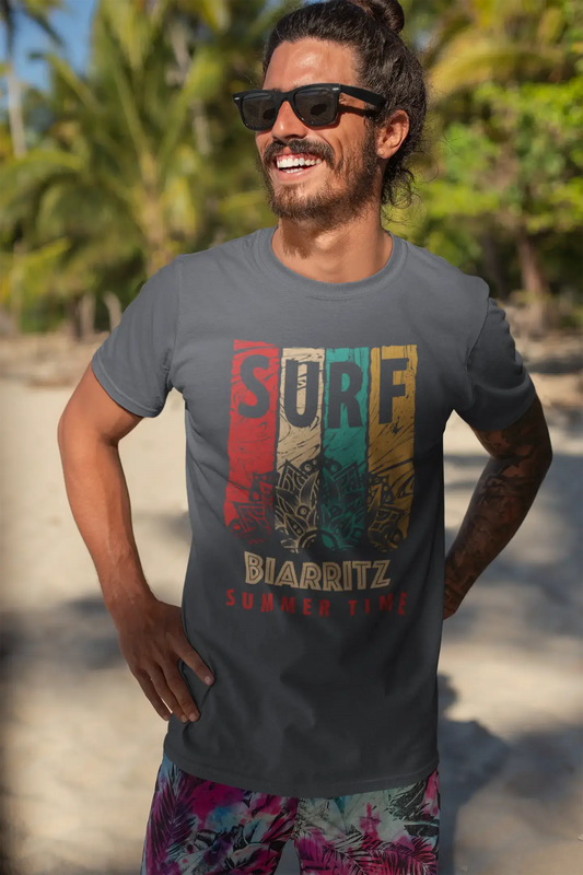 <span>Grafisches</span> T-Shirt <span>für Herren</span> Surf Summer Time BIARRITZ <span>Mausgrau</span>