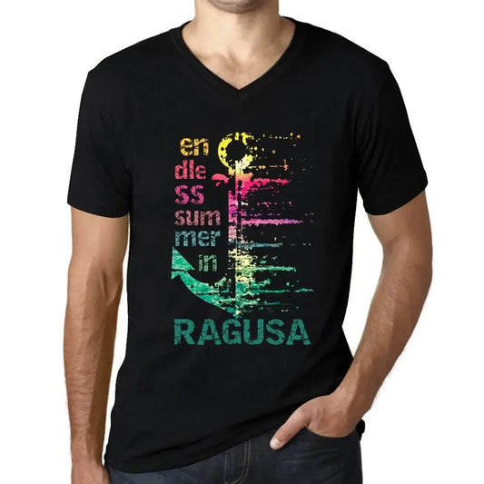 Men's Graphic T-Shirt V Neck Endless Summer In Ragusa Eco-Friendly Limited Edition Short Sleeve Tee-Shirt Vintage Birthday Gift Novelty