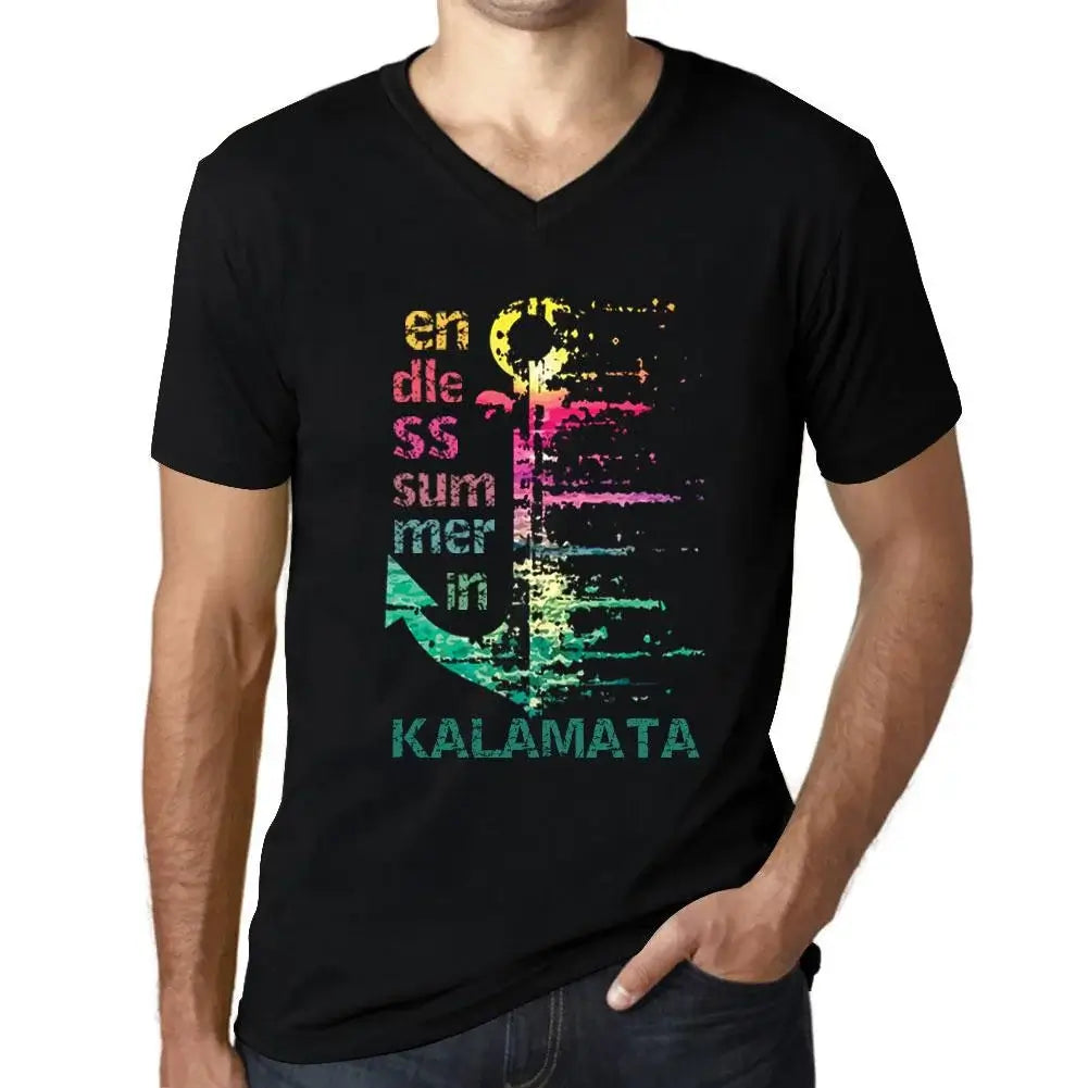 Men's Graphic T-Shirt V Neck Endless Summer In Kalamata Eco-Friendly Limited Edition Short Sleeve Tee-Shirt Vintage Birthday Gift Novelty