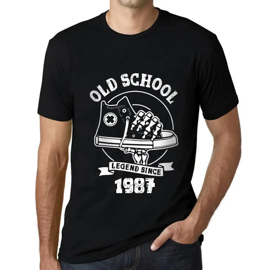 Men's Graphic T-Shirt Old School Legend Since 1987 37th Birthday Anniversary 37 Year Old Gift 1987 Vintage Eco-Friendly Short Sleeve Novelty Tee