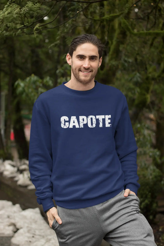Men's Printed Graphic Sweatshirt Popular Words CAPOTE French Navy