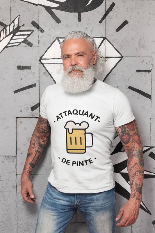 Men's Vintage Tee Shirt Graphic T shirt Attaquant de Pinte White