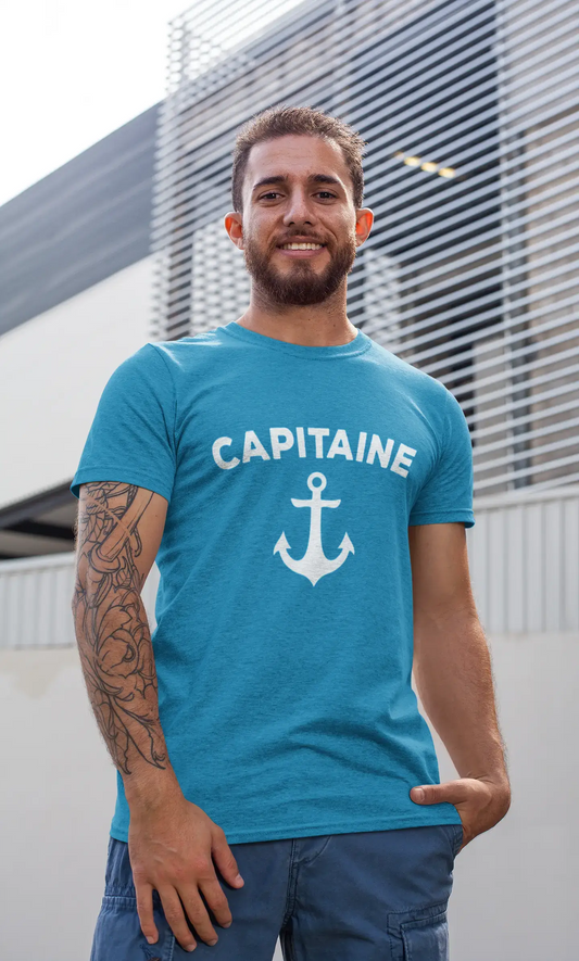 Men's Vintage Tee Shirt Graphic T shirt Capitaine Aqua