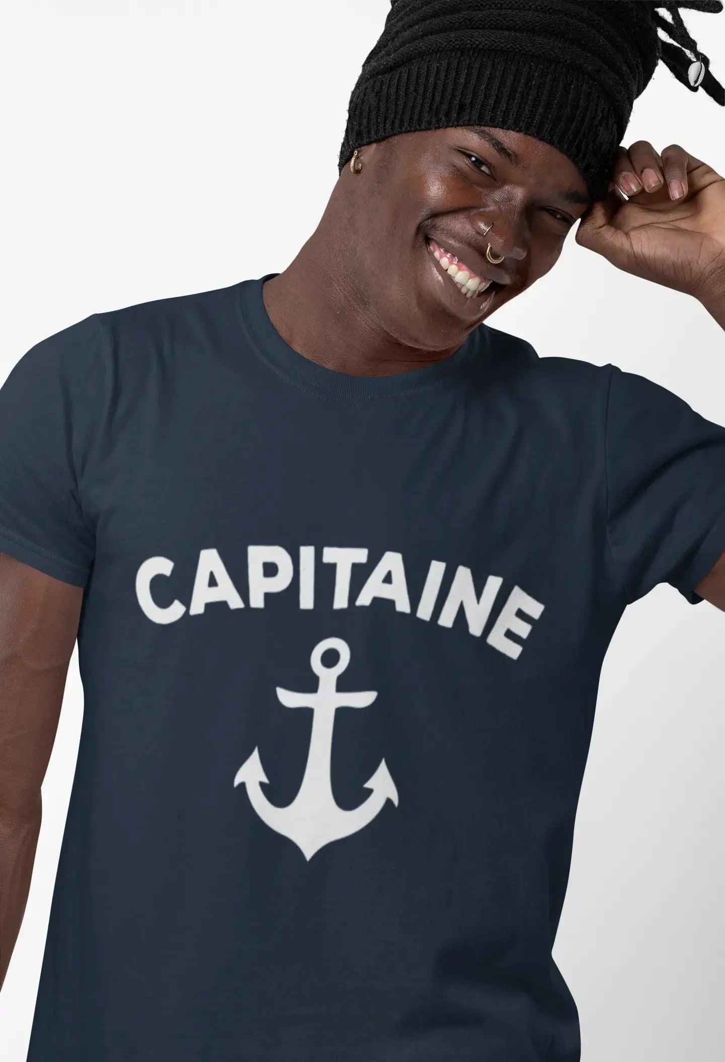 Men's Vintage Tee Shirt Graphic T shirt Capitaine Navy Round Neck