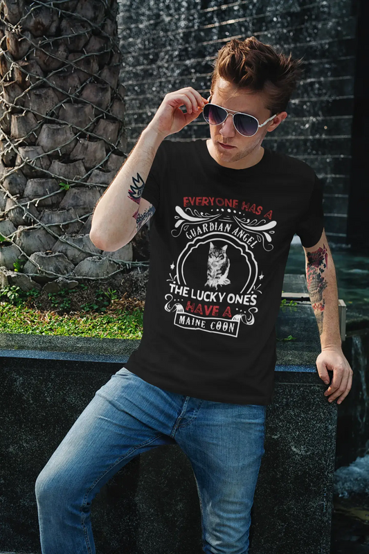 Men's Vintage Tee Shirt Graphic T shirt Maine Coon Cat Deep Black