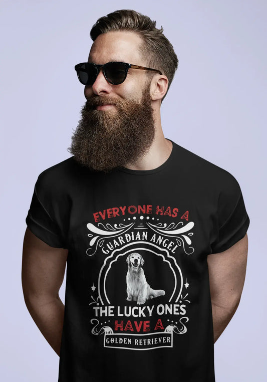 Men's Vintage Tee Shirt Graphic T shirt Golden Retriever Dog Deep Black