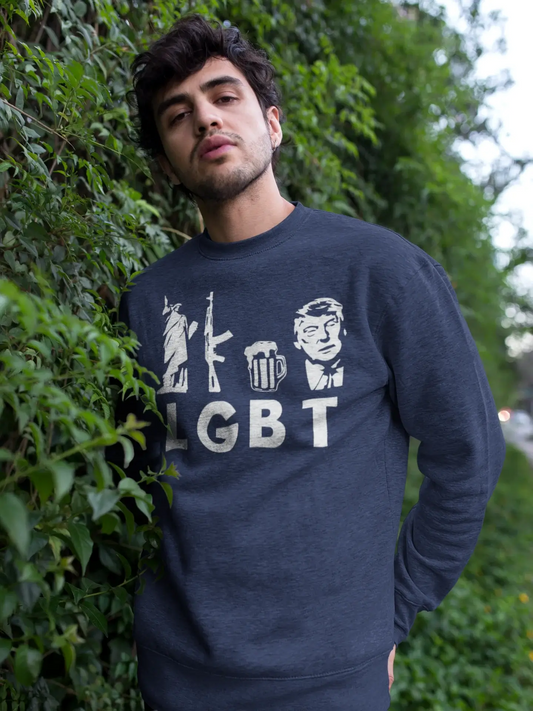 Men's Printed Graphic Sweatshirt LGBT Liberty Guns Beer French Navy