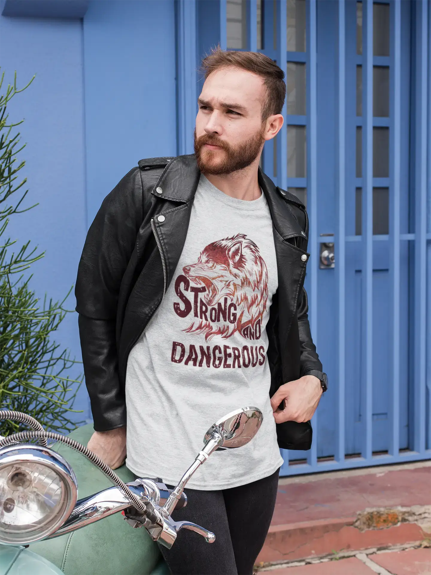 Men's Graphic T-Shirt Strong Wolf And DANGEROUS Natural
