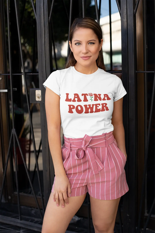 ULTRABASIC - Women's Low-Cut Round Neck T-Shirt Latina Power 💕 Printed Letters White
