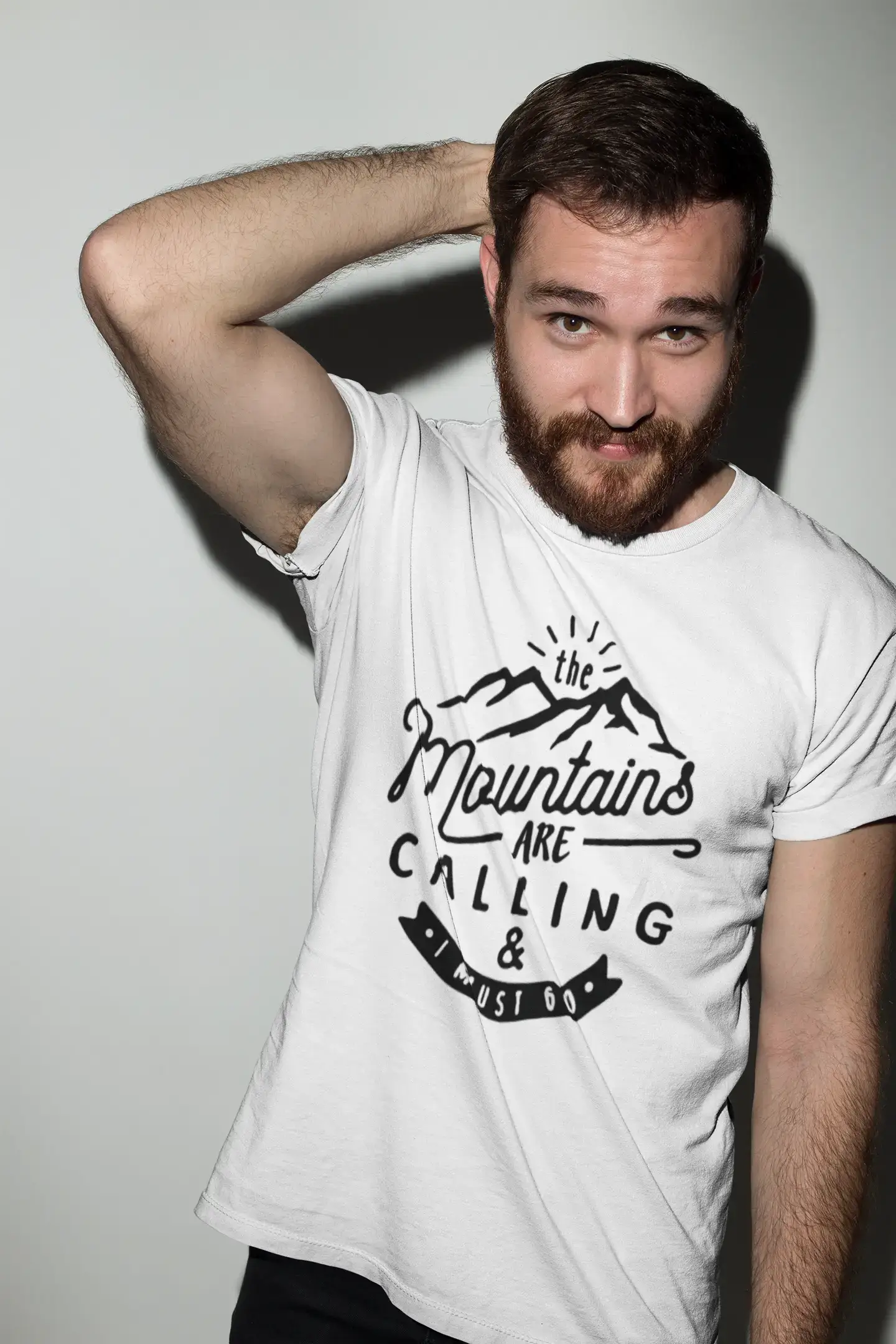 ULTRABASIC - Graphic Printed Men's The Mountains Are Calling And I Must Go Hiking Tee Deep Black