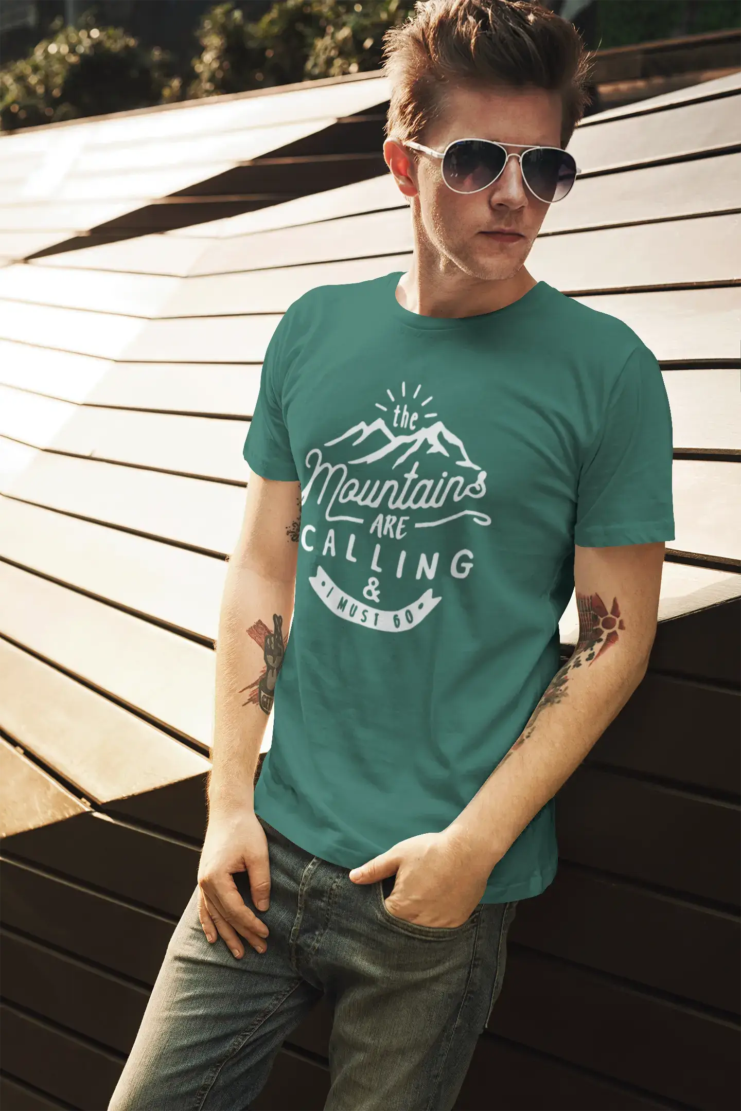 ULTRABASIC - Graphic Printed Men's The Mountains Are Calling And I Must Go Hiking Tee Dark Purple