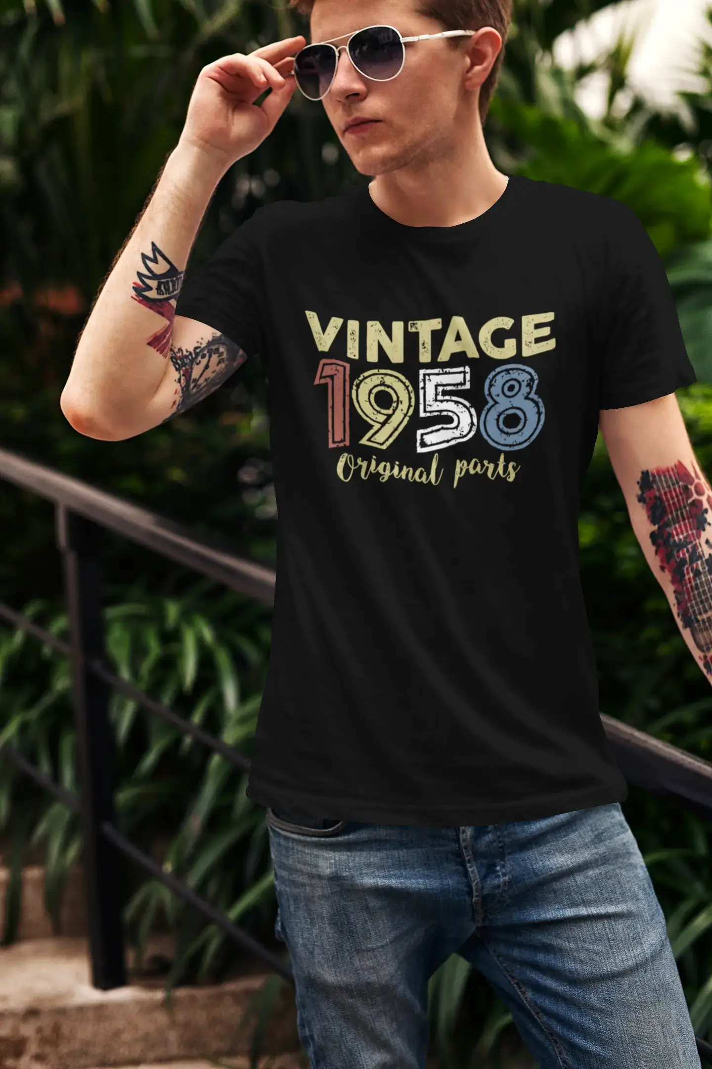 ULTRABASIC - Graphic Printed Men's Vintage 1958 T-Shirt Navy