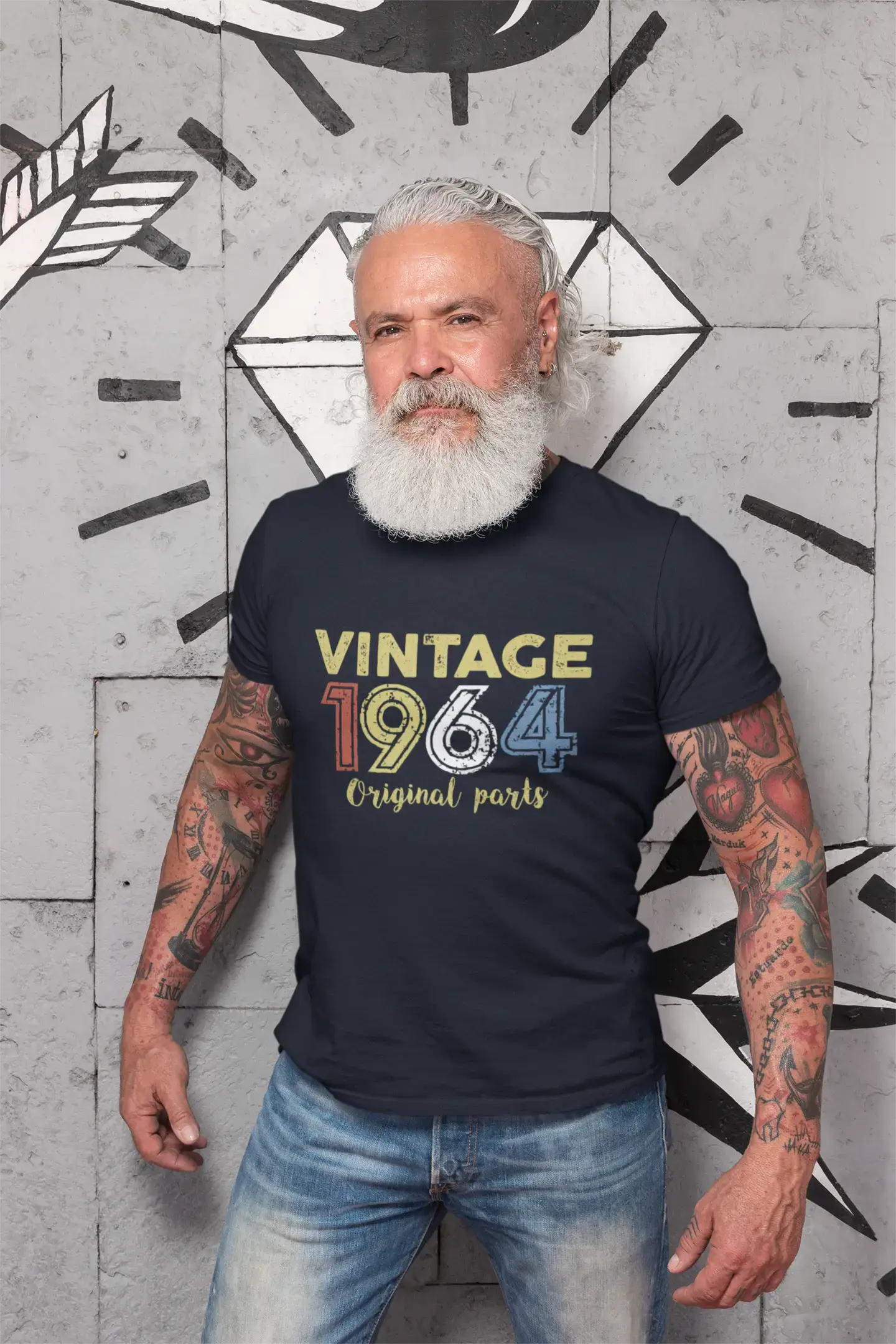 ULTRABASIC - Graphic Printed Men's Vintage 1964 T-Shirt Mouse Grey