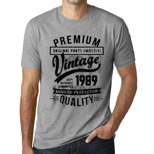 Men's Graphic T-Shirt Original Parts (Mostly) Aged to Perfection 1989 35th Birthday Anniversary 35 Year Old Gift 1989 Vintage Eco-Friendly Short Sleeve Novelty Tee