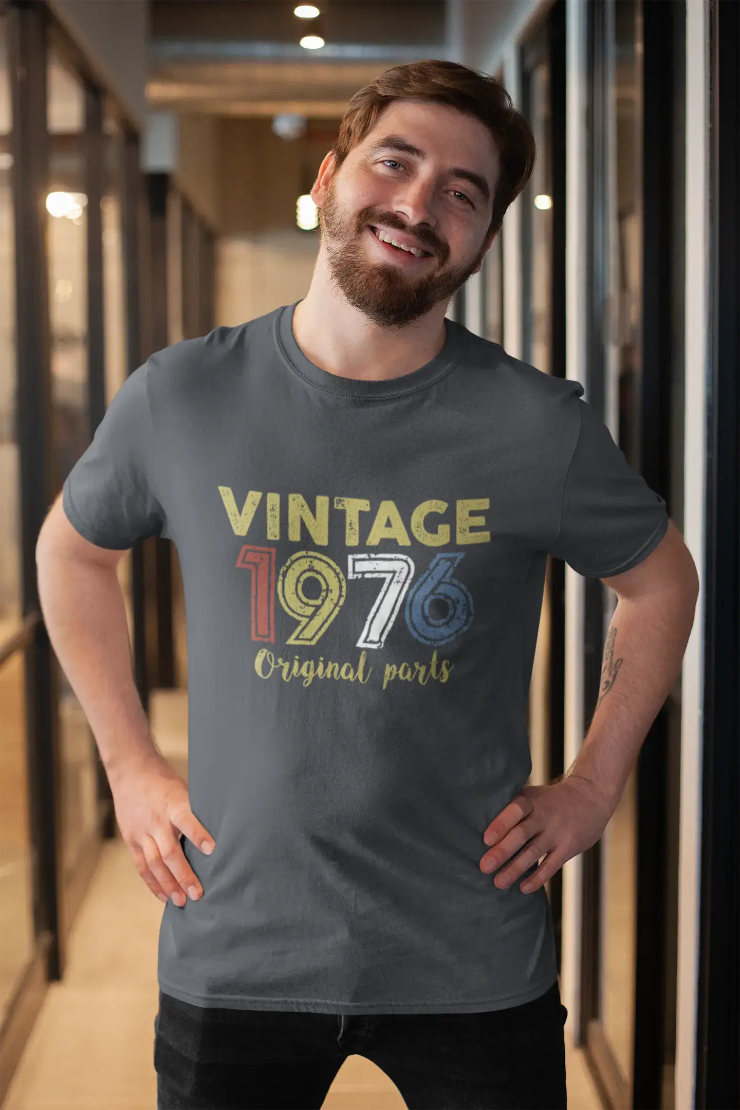 ULTRABASIC - Graphic Printed Men's Vintage 1976 T-Shirt Denim